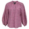 Maje Floral Print Long-sleeved Blouse In Pink Cotton In Purple