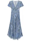 Maje Midikleid Mit Blumen-print In Blau