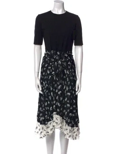 Pre-owned Maje Floral Print Midi Length Dress In Black