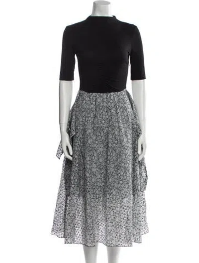 Pre-owned Maje Floral Print Midi Length Dress In Black