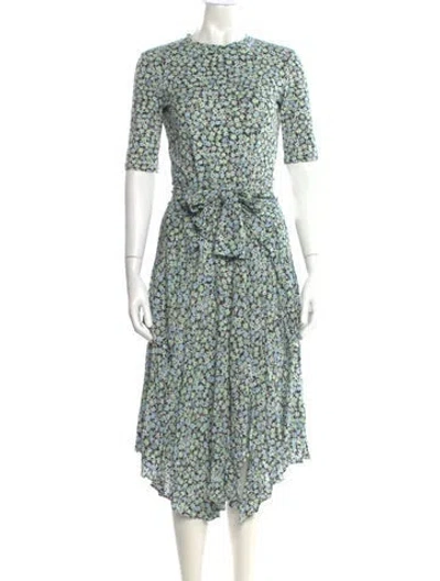 Pre-owned Maje Floral Print Midi Length Dress In Black