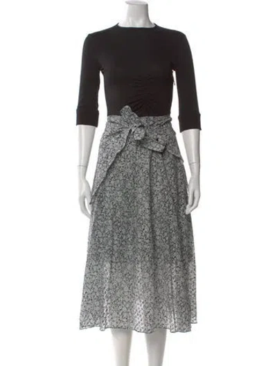 Pre-owned Maje Floral Print Midi Length Dress In Black