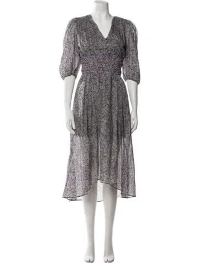 Pre-owned Maje Floral Print Midi Length Dress In Blue