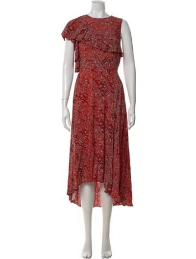 Pre-owned Maje Floral Print Midi Length Dress In Gray