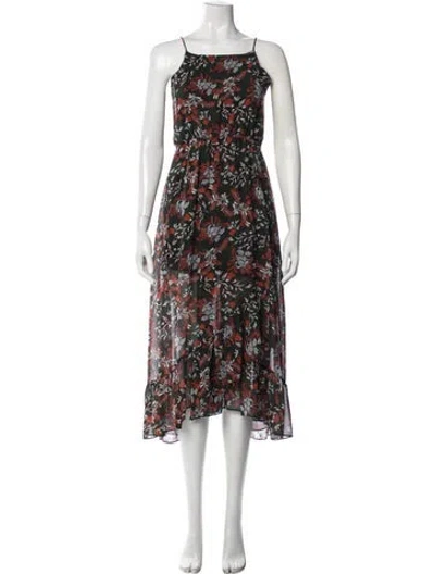 Pre-owned Maje Floral Print Midi Length Dress In Green