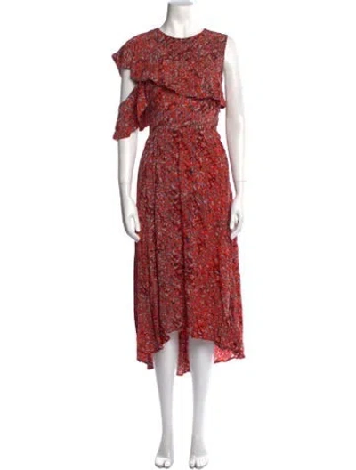 Pre-owned Maje Floral Print Midi Length Dress In Multi