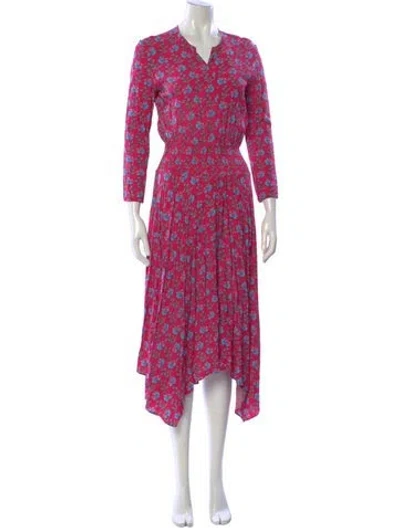 Pre-owned Maje Floral Print Midi Length Dress In Multi