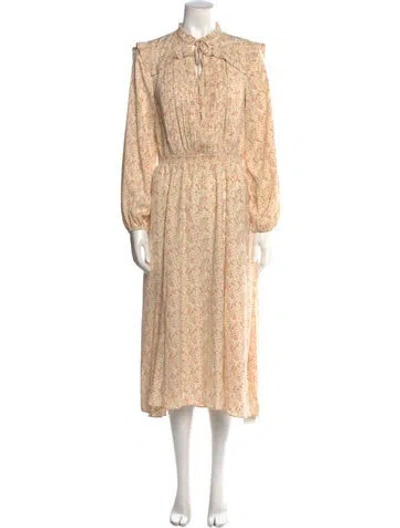 Pre-owned Maje Floral Print Midi Length Dress In Neutral