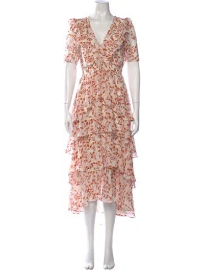 Pre-owned Maje Floral Print Midi Length Dress In Neutral