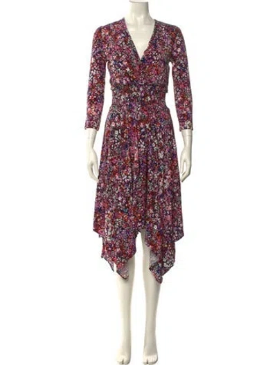 Pre-owned Maje Floral Print Midi Length Dress In Pink