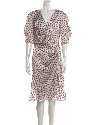 Pre-owned Maje Floral Print Midi Length Dress In Pink