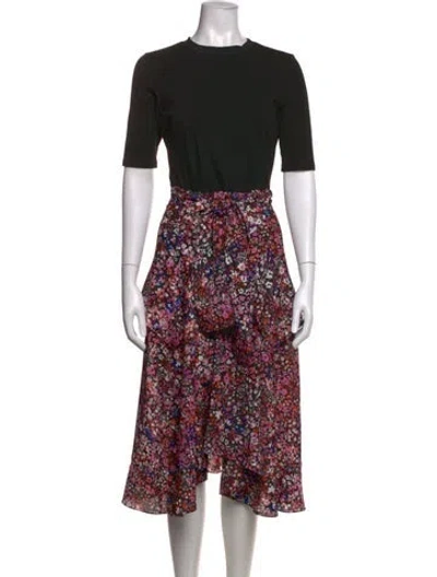 Pre-owned Maje Floral Print Midi Length Dress In Pink