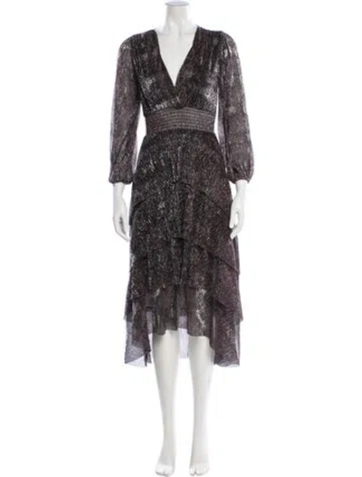 Pre-owned Maje Floral Print Midi Length Dress In Red