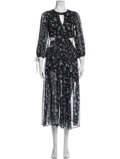 Pre-owned Maje Floral Print Midi Length Dress W/ Tags In Multi