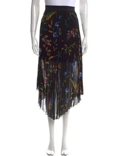 Pre-owned Maje Floral Print Midi Length Skirt In Black