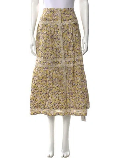 Pre-owned Maje Floral Print Midi Length Skirt In Black