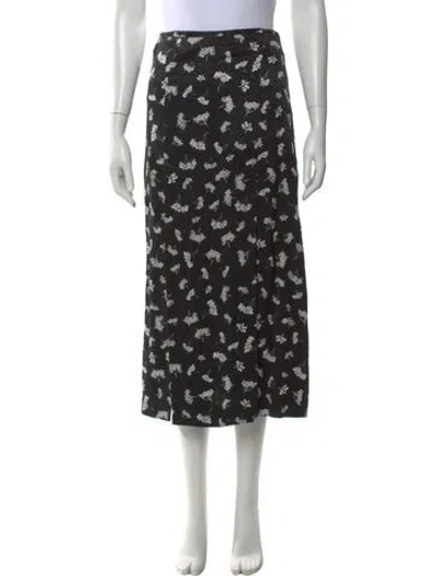 Pre-owned Maje Floral Print Midi Length Skirt In Black