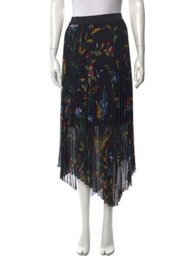 Pre-owned Maje Floral Print Midi Length Skirt In Black