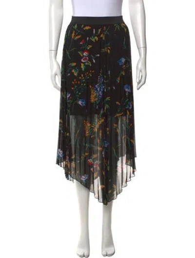 Pre-owned Maje Floral Print Midi Length Skirt In Black