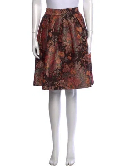 Pre-owned Maje Floral Print Midi Length Skirt In Black/metallic