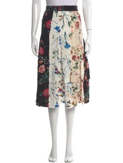Pre-owned Maje Floral Print Midi Length Skirt In Black/neutrals