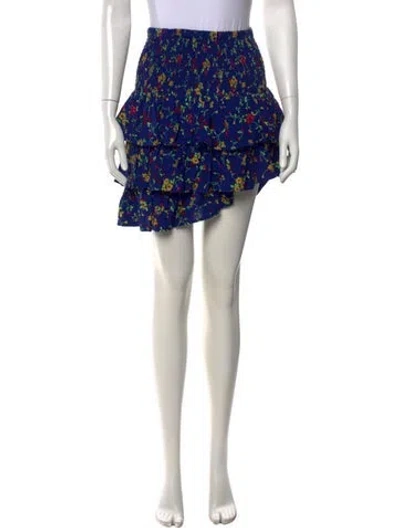 Pre-owned Maje Floral Print Midi Length Skirt In Blue