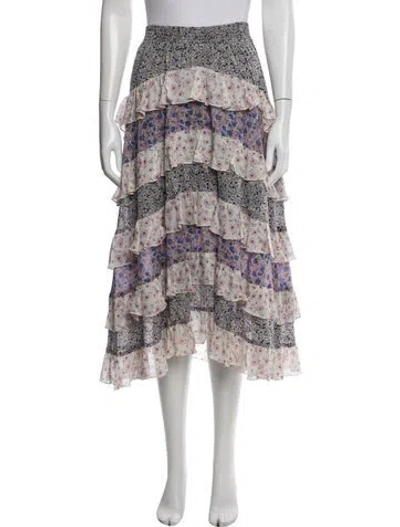 Pre-owned Maje Floral Print Midi Length Skirt In Blue