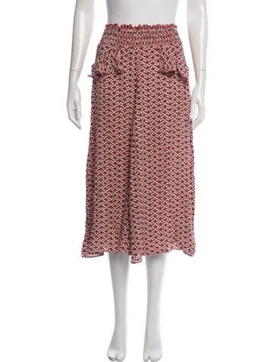 Pre-owned Maje Floral Print Midi Length Skirt In Burgundy