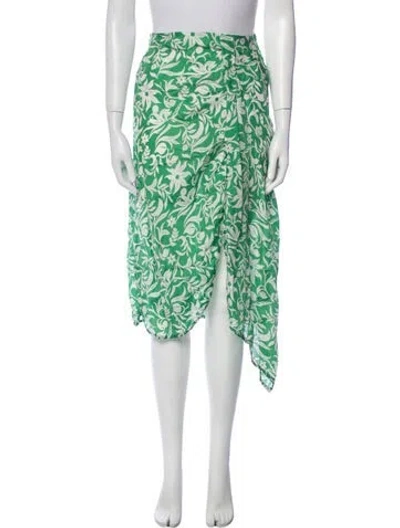 Pre-owned Maje Floral Print Midi Length Skirt In Green
