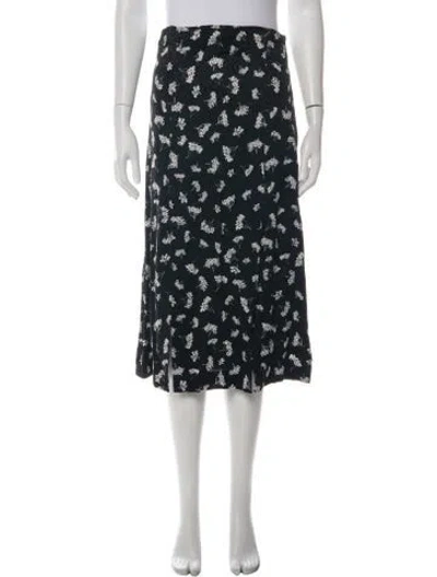 Pre-owned Maje Floral Print Midi Length Skirt In Green