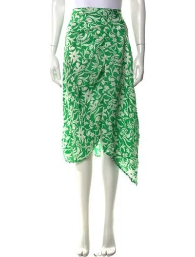 Pre-owned Maje Floral Print Midi Length Skirt In Green