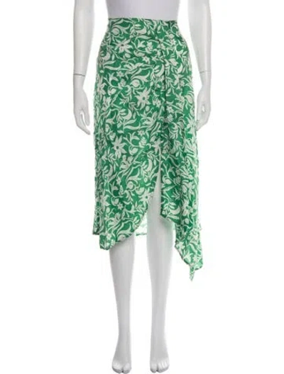 Pre-owned Maje Floral Print Midi Length Skirt In Green