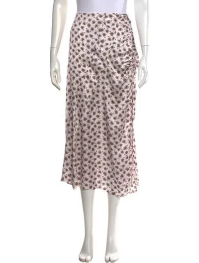 Pre-owned Maje Floral Print Midi Length Skirt In Metallic/pink