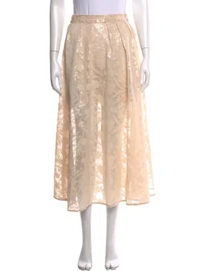 Pre-owned Maje Floral Print Midi Length Skirt In Neutrals