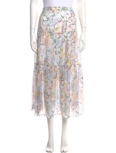 Pre-owned Maje Floral Print Midi Length Skirt In Neutrals