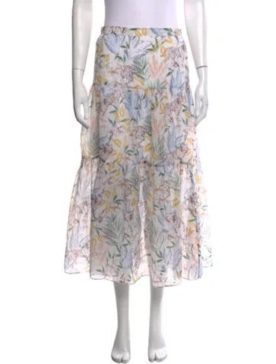 Pre-owned Maje Floral Print Midi Length Skirt In Neutrals