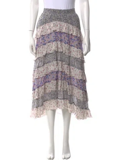 Pre-owned Maje Floral Print Midi Length Skirt In Pink