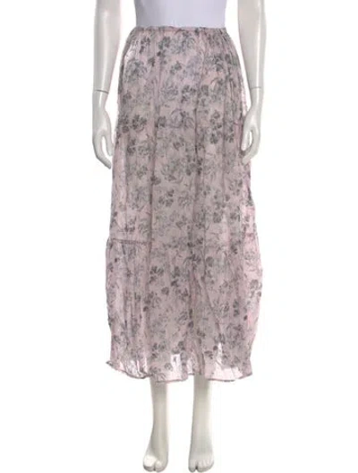 Pre-owned Maje Floral Print Midi Length Skirt In Pink