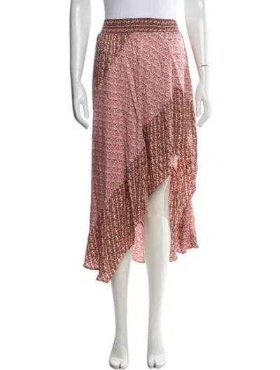Pre-owned Maje Floral Print Midi Length Skirt In Pink