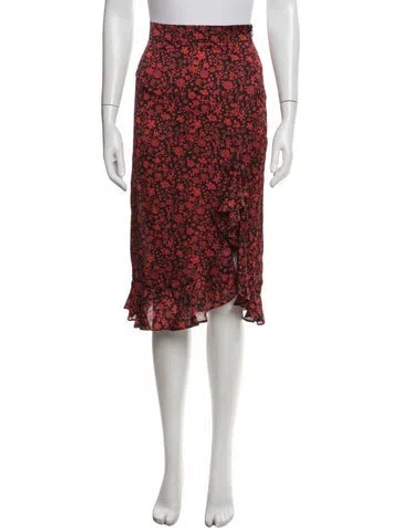 Pre-owned Maje Floral Print Midi Length Skirt In Red