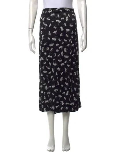 Pre-owned Maje Floral Print Midi Length Skirt W/ Tags In Black
