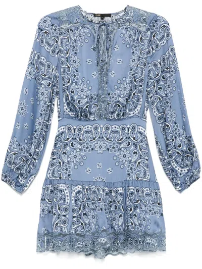 Maje Floral-print Mini Dress In 蓝色
