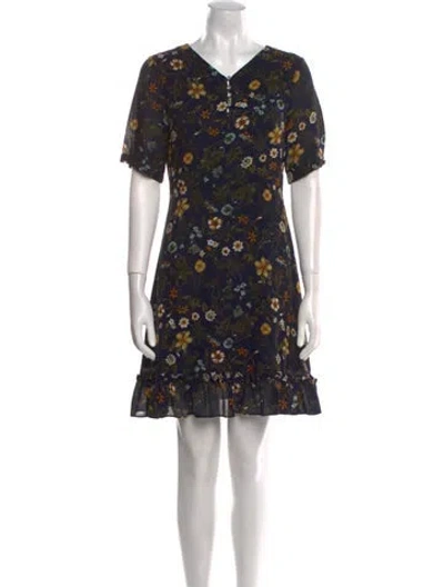 Pre-owned Maje Floral Print Mini Dress In Black