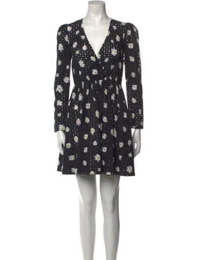 Pre-owned Maje Floral Print Mini Dress In Black