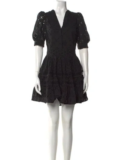 Pre-owned Maje Floral Print Mini Dress In Black