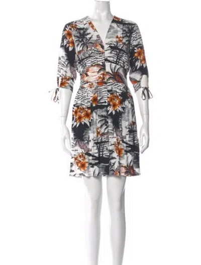 Pre-owned Maje Floral Print Mini Dress In Black