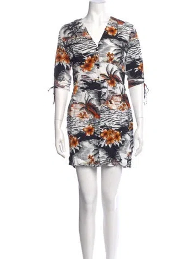 Pre-owned Maje Floral Print Mini Dress In Black