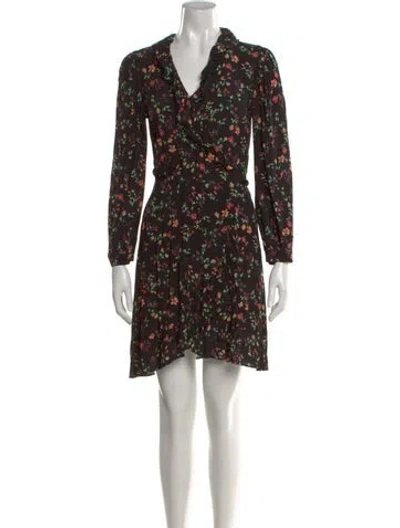 Pre-owned Maje Floral Print Mini Dress In Black