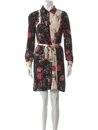 Pre-owned Maje Floral Print Mini Dress In Black