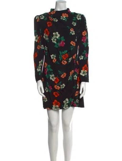Pre-owned Maje Floral Print Mini Dress In Black